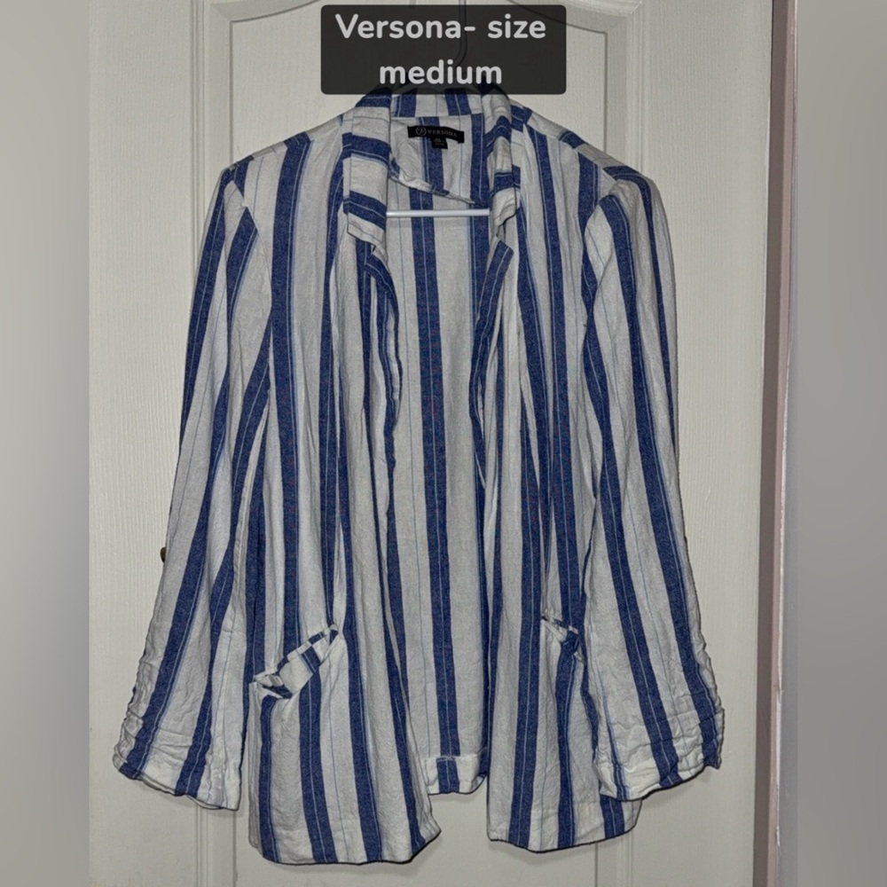 Versona Blue and White Striped Blazer